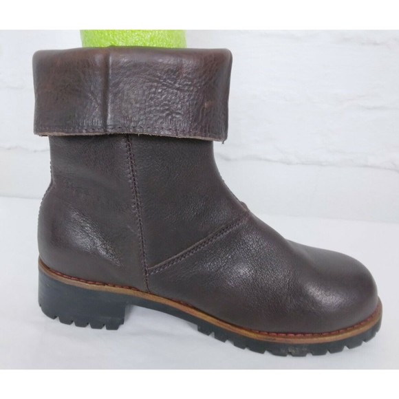 KLR Women's Brown Leather Boots Side Zip Chunky Heel Y2K 11017 Size 7 - Picture 5 of 9